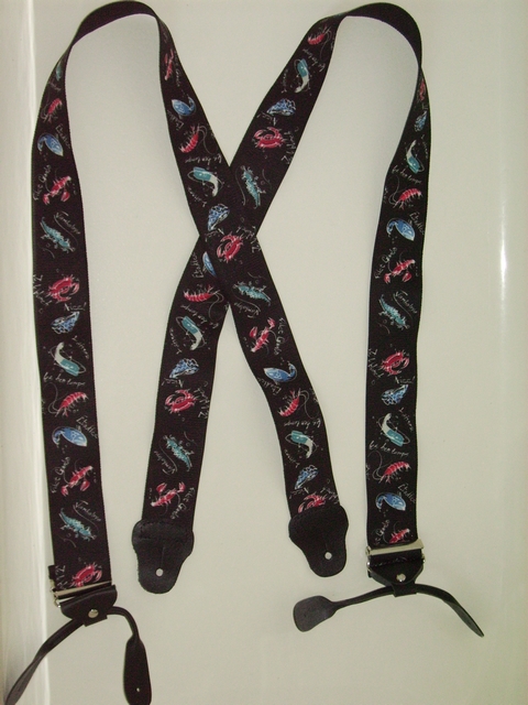 BUTTON-ON CAJUN ON BLACK BACKGROUND 1 1/2"x 48" Suspenders UB120N48CJBK